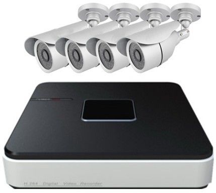 videos en tiempo real de la resolución DVR HDMI de 4ch D1 con la cámara de la bala de 4 IR y los equipos necesarios