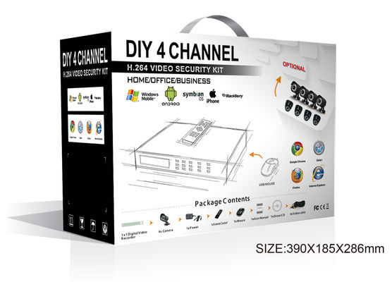 videos en tiempo real de la resolución DVR HDMI de 4ch D1 con la cámara de la bala de 4 IR y los equipos necesarios